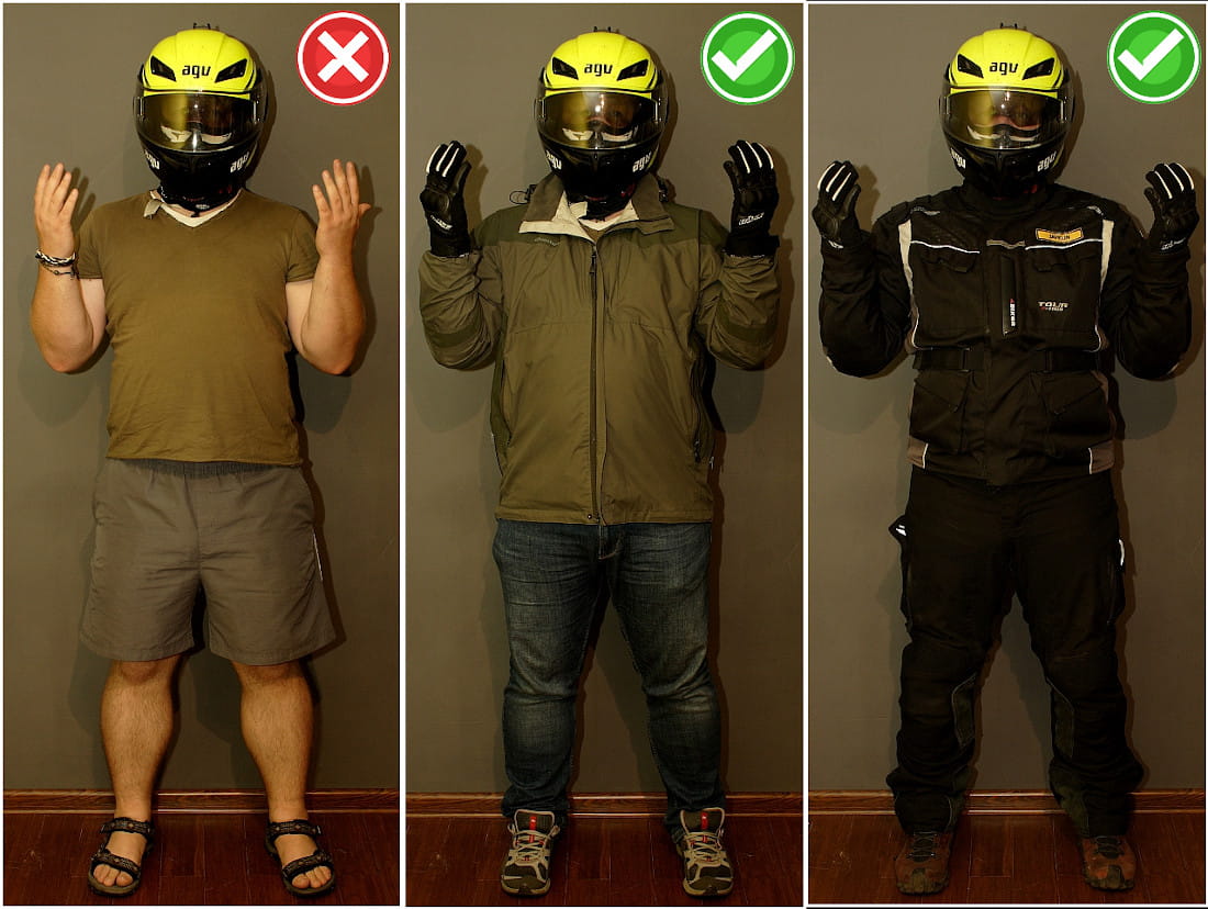 Wymagany strój ochronny na egzamin na prawo jazdy.  (MotoNiedzwiedz.pl)